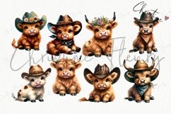 Western Highland Cows Clipart | Cowboy PNG Product Image 5