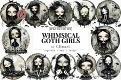 Whimsical Goth Girls Clipart | Gothic PNG Product Image 1