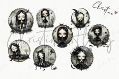 Whimsical Goth Girls Clipart | Gothic PNG Product Image 4