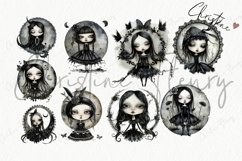 Whimsical Goth Girls Clipart | Gothic PNG Product Image 5
