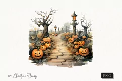 Whimsical Vintage Semetary Clipart | Halloween PNG Product Image 1