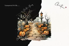 Whimsical Vintage Semetary Clipart | Halloween PNG Product Image 2