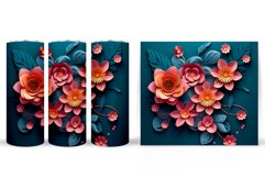 3D Flowers Tumbler Wrap. Flowers Tumbler Sublimation Product Image 2