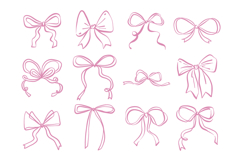 Hand Drawn Bow Ribbon Doodle Set Pack Product Image 1
