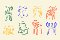 Chair Stool Outline Set Line Art Pack Product Image 1