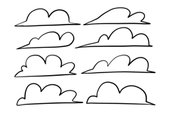 Cloud Outline Set Simple Line Art Pack Product Image 1