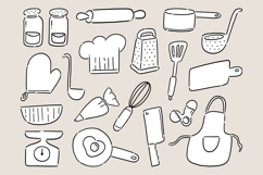 Hand Drawn Kitchen Utensils Doodle Vector Set Cute Product Image 1