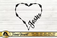 Jesus SVG PNG EPS DXF Floral Heart SVG Monogram SVG Cut file Product Image 2