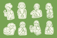 Hand Drawn Eco Lifestyle Character SVG Bundle Set Product Image 1
