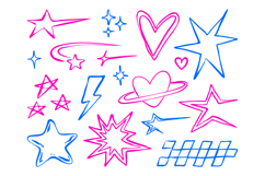 Y2K Doodle Star Heart SVG Bundle Product Image 1