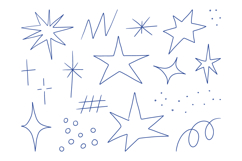 Hand Drawn Sparkle Star Doodle Line Bundle Set Product Image 1