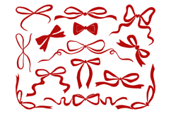 Hand Drawn Ribbon Bow Decorative Vector Set Product Image 1