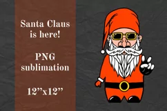 Gnome Santa Claus, Cool Biker Gnome, sublimation PNG Product Image 1