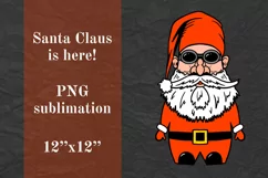 Gnome Santa Claus, Cool Biker Gnome, sublimation PNG Product Image 1