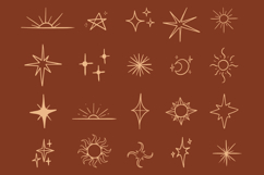 Hand Drawn Celestial Sun Moon Star Line Art Set SVG Product Image 1
