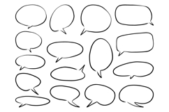 Hand Drawn Speech Bubble Doodle Vector Set Chat Product Image 1