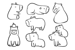 Cute Capybara Kawaii Doodle Character Set Product Image 1
