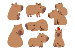 Cute Capybara SVG Clipart Set Kawaii Animal Pack Product Image 1