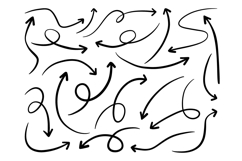 Arrow Doodle SVG Bundle Curved Hand Drawn Arrows Set Product Image 1