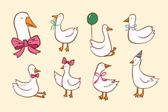 Hand Drawn Cute Goose Character Set Cartoon SVG Product Image 1
