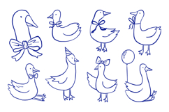 Cute Duck Cartoon Doodle Vector Set Product Image 1