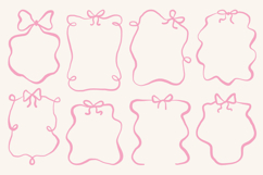 Hand Drawn Cute Bow Frame Set Ribbon Line Art SVG Product Image 1