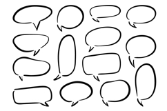 Hand Drawn Speech Bubble Set Simple Line Art SVG Product Image 1