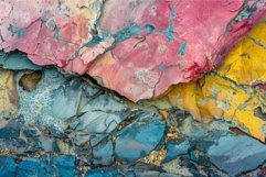 Colorful peeling paint on textured wall Product Image 1