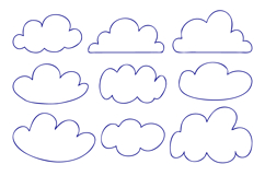 Cloud Doodle Outline Set Hand Drawn Sky Weather Cartoon Product Image 1