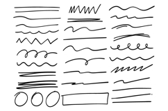 Hand Drawn Underline Highlight Scribble Vector Set Product Image 1