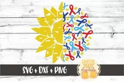 Autism Sunflower Mandala - Autistic SVG PNG DXF Cut Files Product Image 2