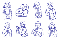Hand Drawn Eco Lifestyle People Line Art Set SVG Product Image 1