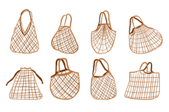 Market Bag SVG Bundle Mesh Tote Grocery Bag Clipart Product Image 1