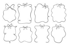 Hand Drawn Ribbon Frame Doodle Vector Set Label Bow Product Image 1