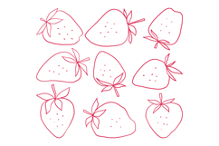 Strawberry Doodle SVG Bundle Hand Drawn Fruit Clipart Product Image 1