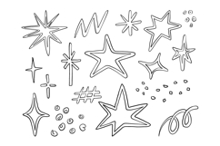 Hand Drawn Star Sparkle Doodle Elements Set Product Image 1