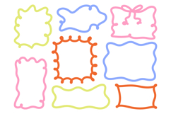 Colorful Hand Drawn Frame Label Doodle Vector Set Product Image 1