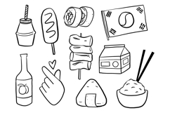 Hand Drawn Korean Food Doodle Icon Bundle Set Product Image 1