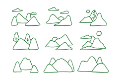 Mountain Landscape Doodle Clipart Set Product Image 1