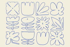 Hand Drawn Simple Flower Doodle Floral Bundle Set Product Image 1