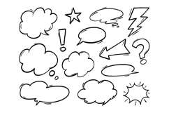 Comic Doodle SVG Bundle Speech Bubble Arrow Icons Set Product Image 1