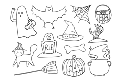 Hand Drawn Cute Halloween Doodle Character Bundle Product Image 1
