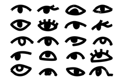 Eye Doodle Clipart Set Grunge Style Product Image 1