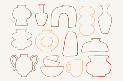 Hand Drawn Vase Pottery Outline Set Line Art SVG Product Image 1