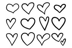 Simple Hand Drawn Heart Icon Doodle Vector Set Product Image 1