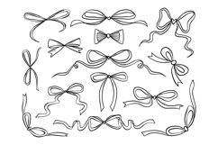 Ribbon Bow SVG Bundle Outline Hand Drawn Bow Clipart Product Image 1