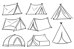 Hand Drawn Camping Tent Doodle SVG Bundle Set Product Image 1