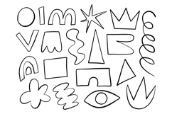 Abstract Hand Drawn Doodle Shape Symbol Vector Set Product Image 1