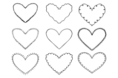 Hand Drawn Decorative Heart Set Doodle Line Art SVG Product Image 1