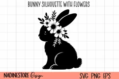 Baby bunny silhouette with flowers SVG, EPS, PNG. Product Image 2